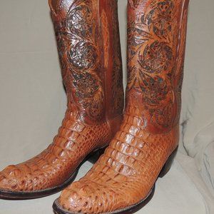 Lucchese Custom Crocodile Hand Tooled Boots